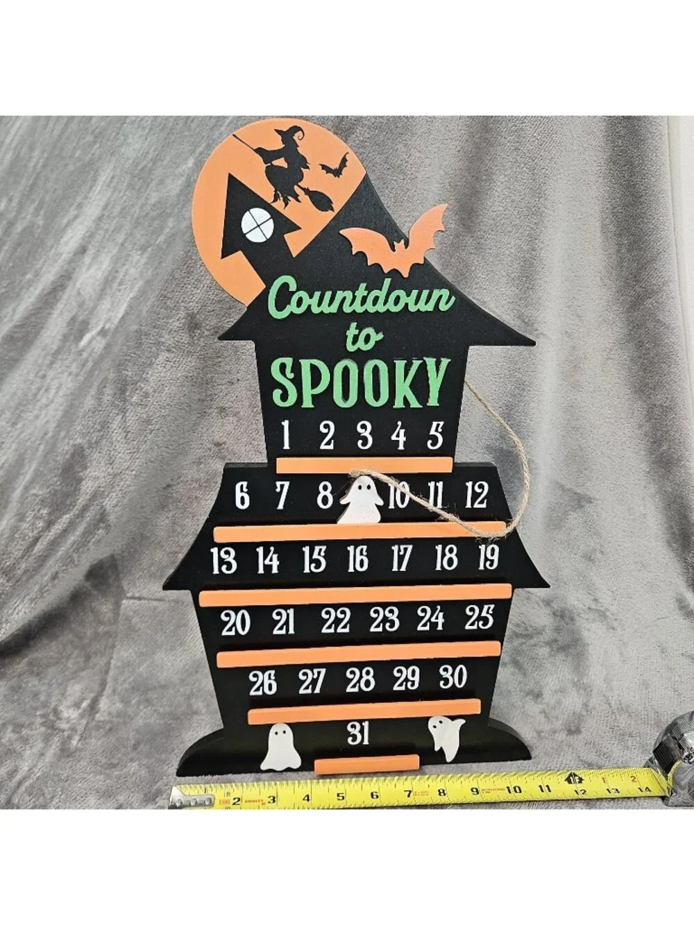 Halloween Countdown Calendar New Moveable Ghost Black Orange Frame Stand Wood